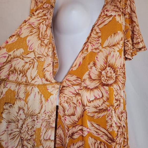 Band of the Free Heather Gold Floral Maxi Wrap Dress Women's Size Large - Picture 9 of 16